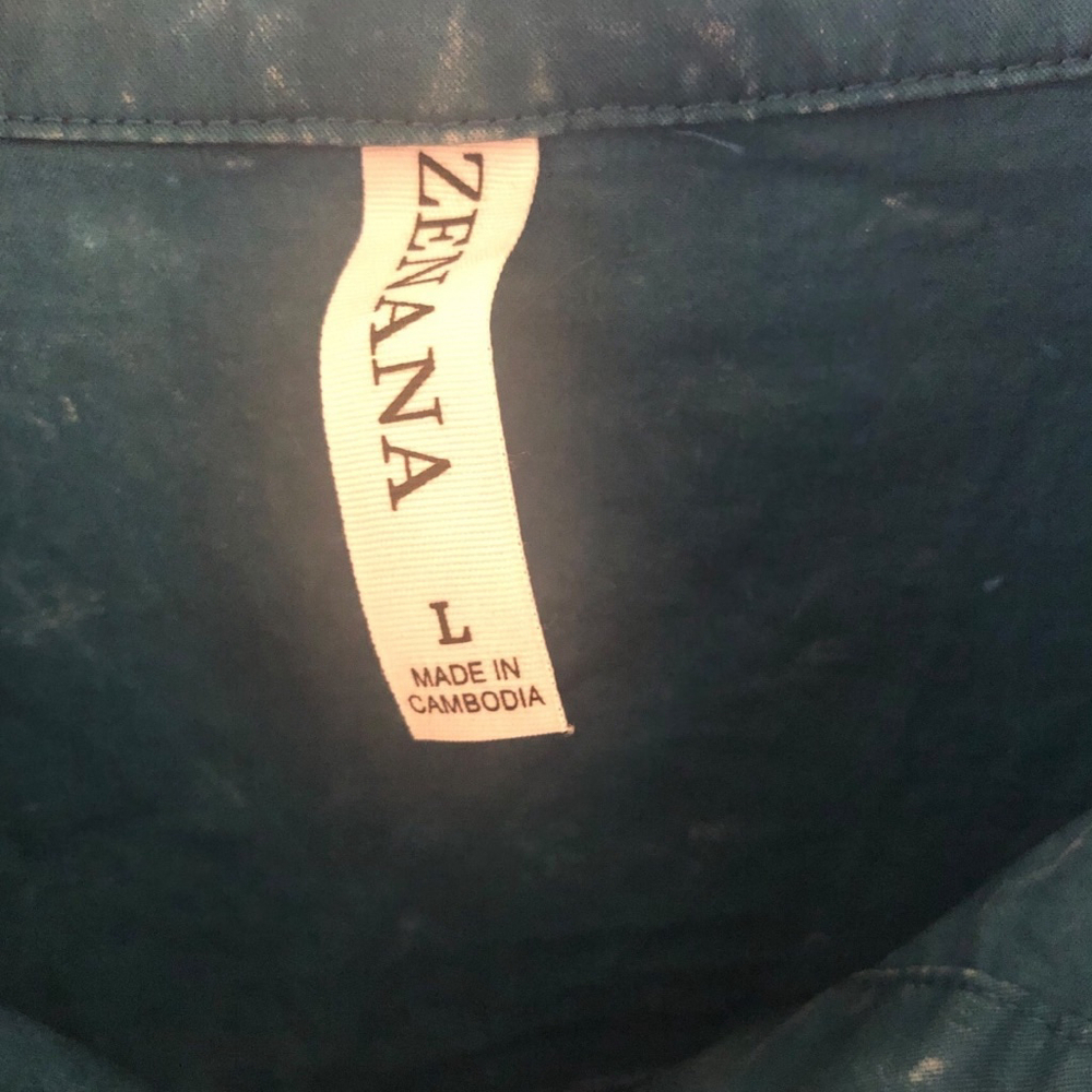 Zenana Solid Mineral Washed Shacket Size L (PTP 23” approx.) Teal - Picture 6 of 7